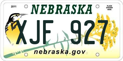 NE license plate XJF927
