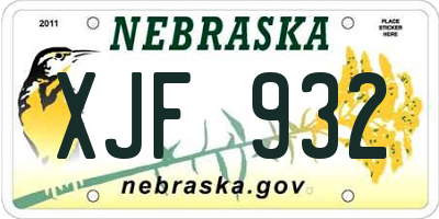 NE license plate XJF932