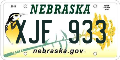 NE license plate XJF933