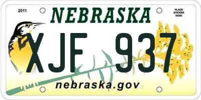 NE license plate XJF937