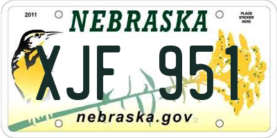 NE license plate XJF951