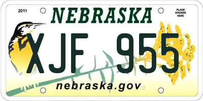 NE license plate XJF955