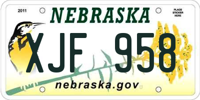 NE license plate XJF958