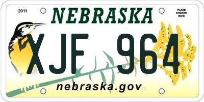 NE license plate XJF964