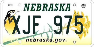 NE license plate XJF975