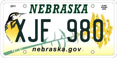 NE license plate XJF980