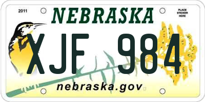 NE license plate XJF984