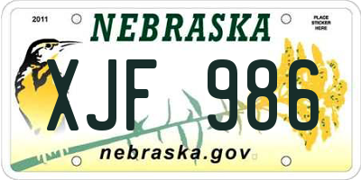 NE license plate XJF986