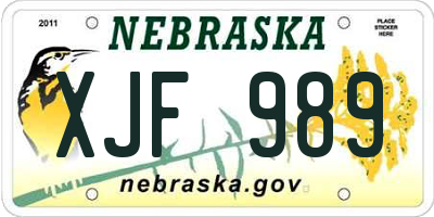 NE license plate XJF989