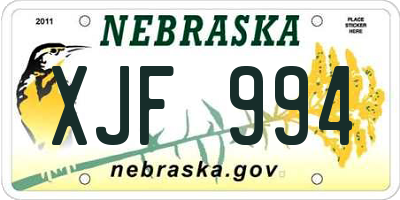 NE license plate XJF994