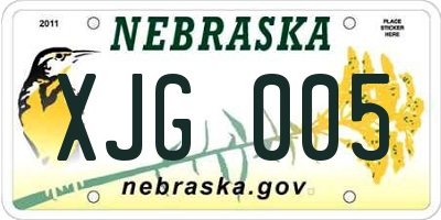 NE license plate XJG005