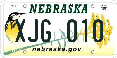 NE license plate XJG010