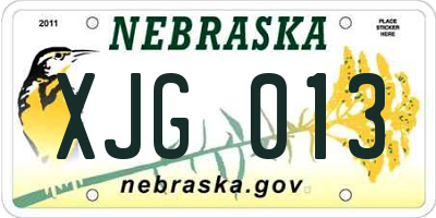 NE license plate XJG013