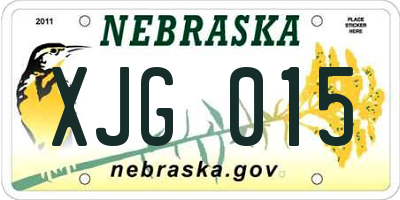 NE license plate XJG015