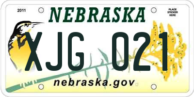 NE license plate XJG021