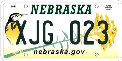 NE license plate XJG023