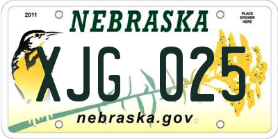 NE license plate XJG025