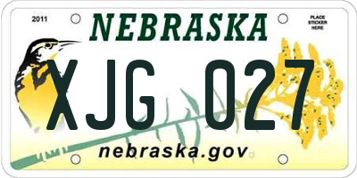 NE license plate XJG027