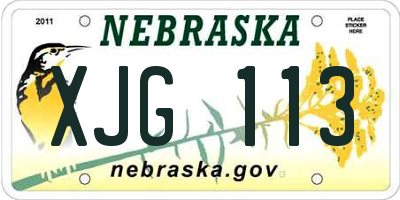NE license plate XJG113