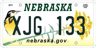 NE license plate XJG133