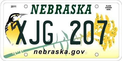 NE license plate XJG207