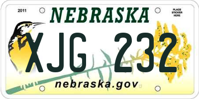 NE license plate XJG232