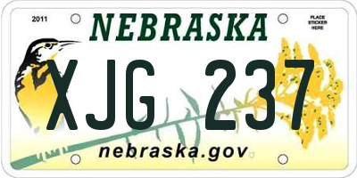NE license plate XJG237