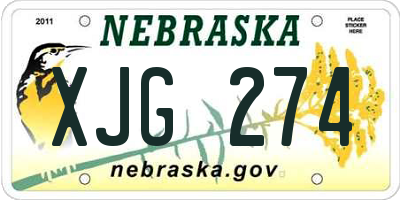 NE license plate XJG274