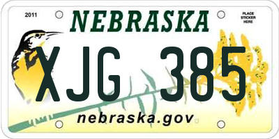 NE license plate XJG385