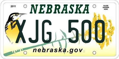 NE license plate XJG500
