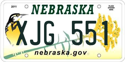 NE license plate XJG551