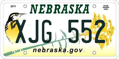 NE license plate XJG552
