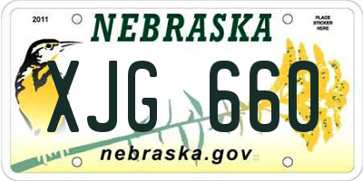 NE license plate XJG660