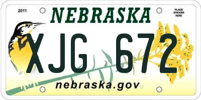 NE license plate XJG672