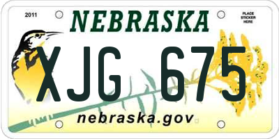 NE license plate XJG675