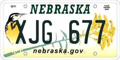 NE license plate XJG677