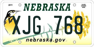 NE license plate XJG768