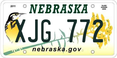 NE license plate XJG772