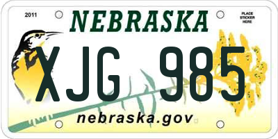 NE license plate XJG985
