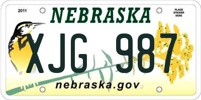 NE license plate XJG987