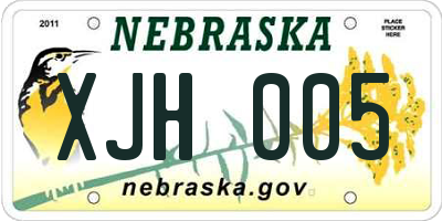 NE license plate XJH005