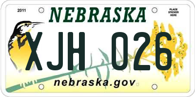 NE license plate XJH026