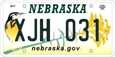 NE license plate XJH031