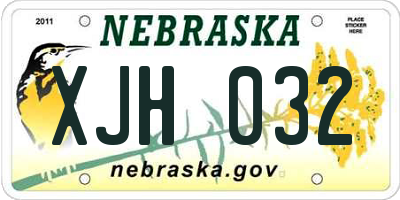 NE license plate XJH032