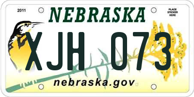 NE license plate XJH073