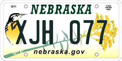 NE license plate XJH077