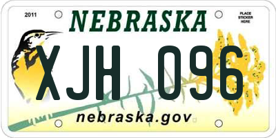 NE license plate XJH096