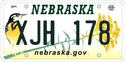 NE license plate XJH178