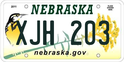 NE license plate XJH203