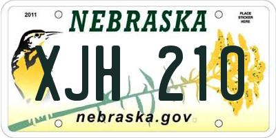 NE license plate XJH210